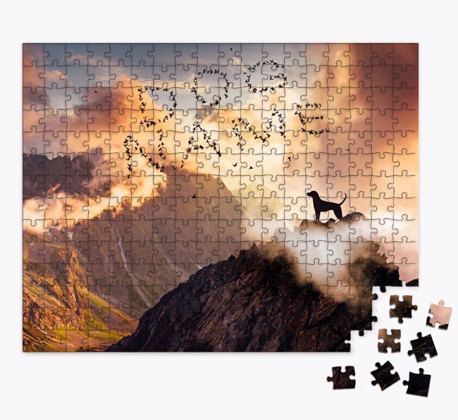 Mountain Range Silhouette: Personalized {breedFullName} Jigsaw